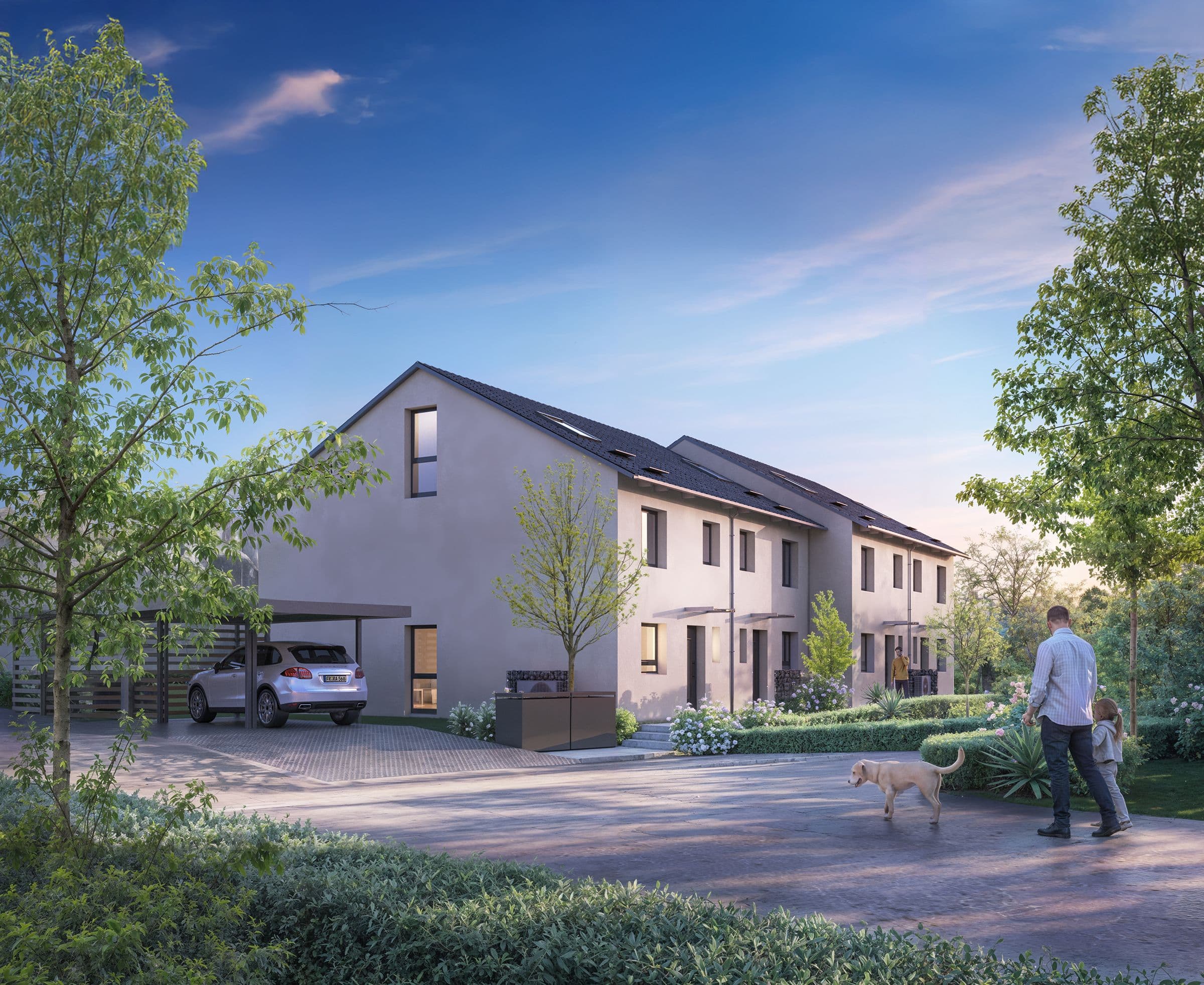 Reihenhäuser Plieningen, Hagebuttenweg – Außenansicht